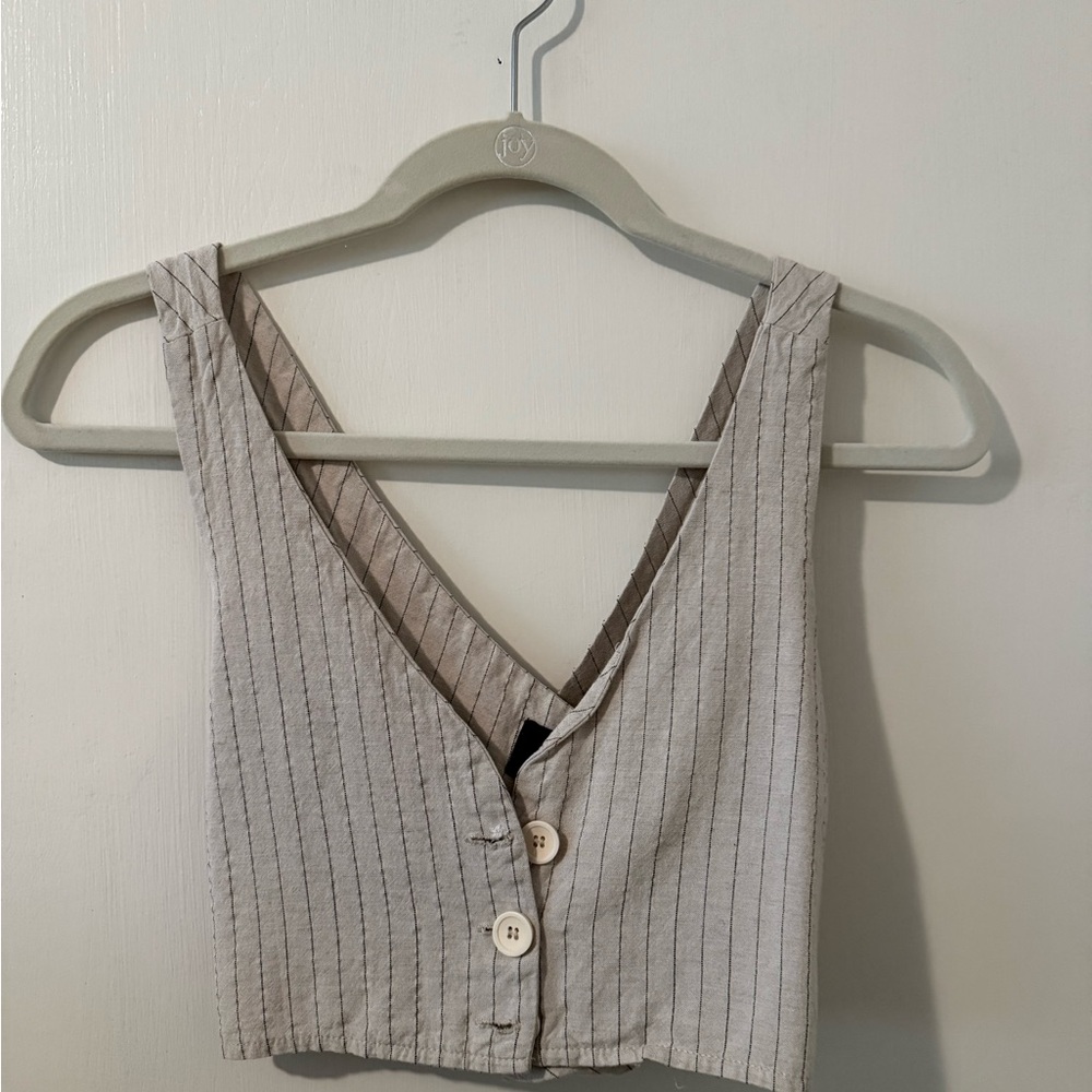 Cider Striped Button-Up Crop Top